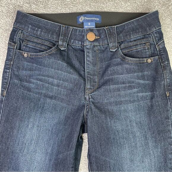 Democracy Jeans Women’s 8 Blue Skinny Mid-Rise Dark Denim Stretch Tummy Panel - Picture 2 of 12